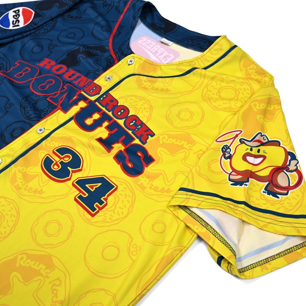Round Rock‎ Express Donuts Baseball Jersey Mens XL Limited Ed. 34 Nolan Ryan Jr.